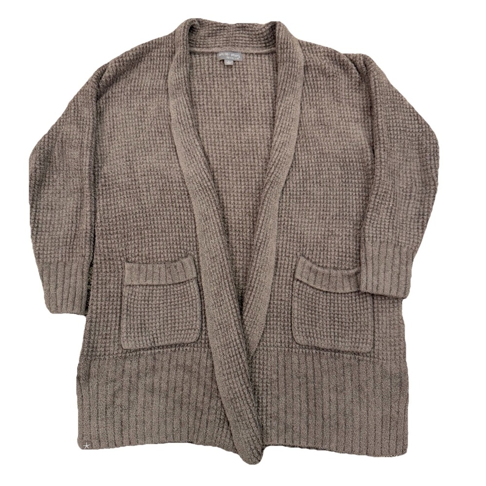 Barefoot Dreams CozyChic Lite Open Front Cardigan - Size L, cocoa/brown/taupe